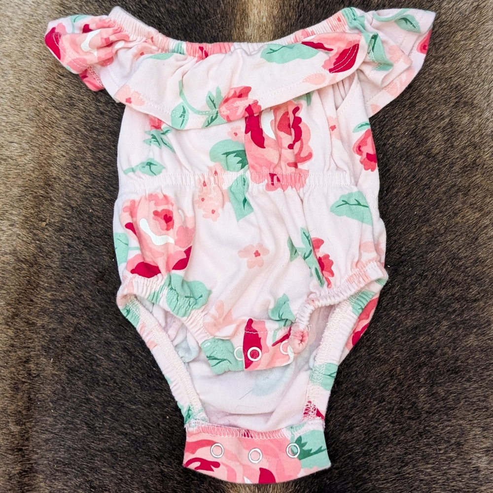 Gerber Floral Baby Romper - Pink and Green